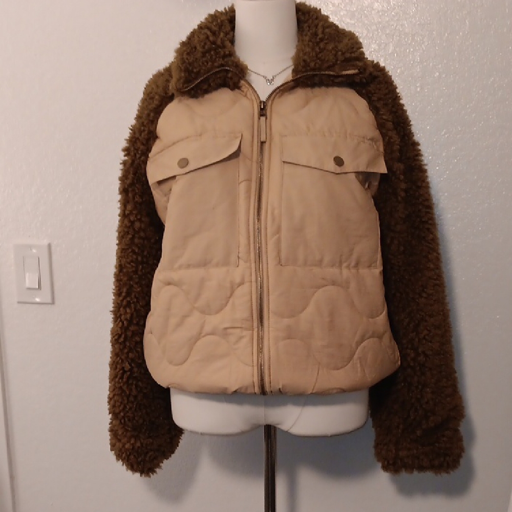 Universal Thread Women's Teddy Jacket in Tan and Brown